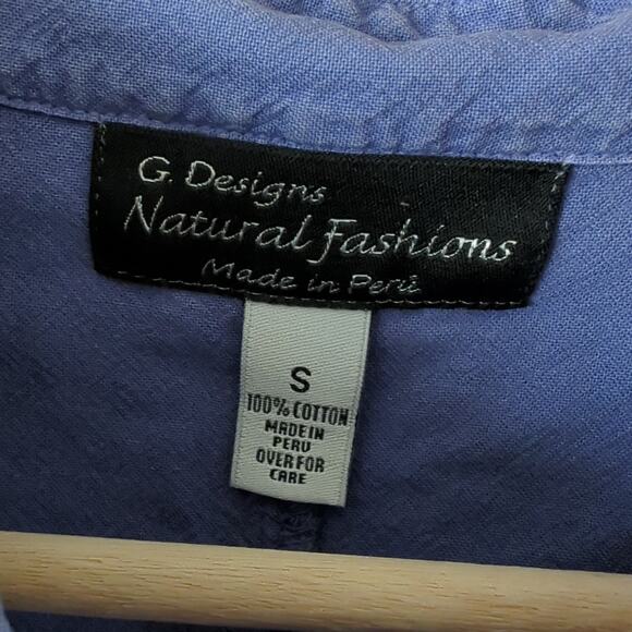 G. Designs Natural Fashions Top Womens S Blue Boho Embroidered Ethereal Whimsy - Picture 5 of 8